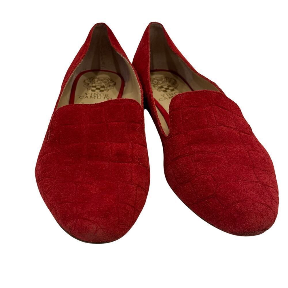 Vince Camuto Red Suede Shoes sz 7.5 VP Melley Pointed Toe Flats
